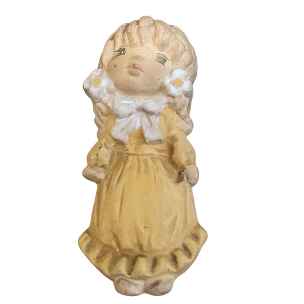 UCTCI Vintage Japanese Stoneware Girl Figurine Wood Base‎ Stapler